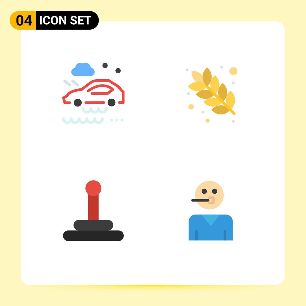 Flat Icon Pack of 4 Universal Symbols of bad weather condition van wet road grain people Editable Vector Design Elements