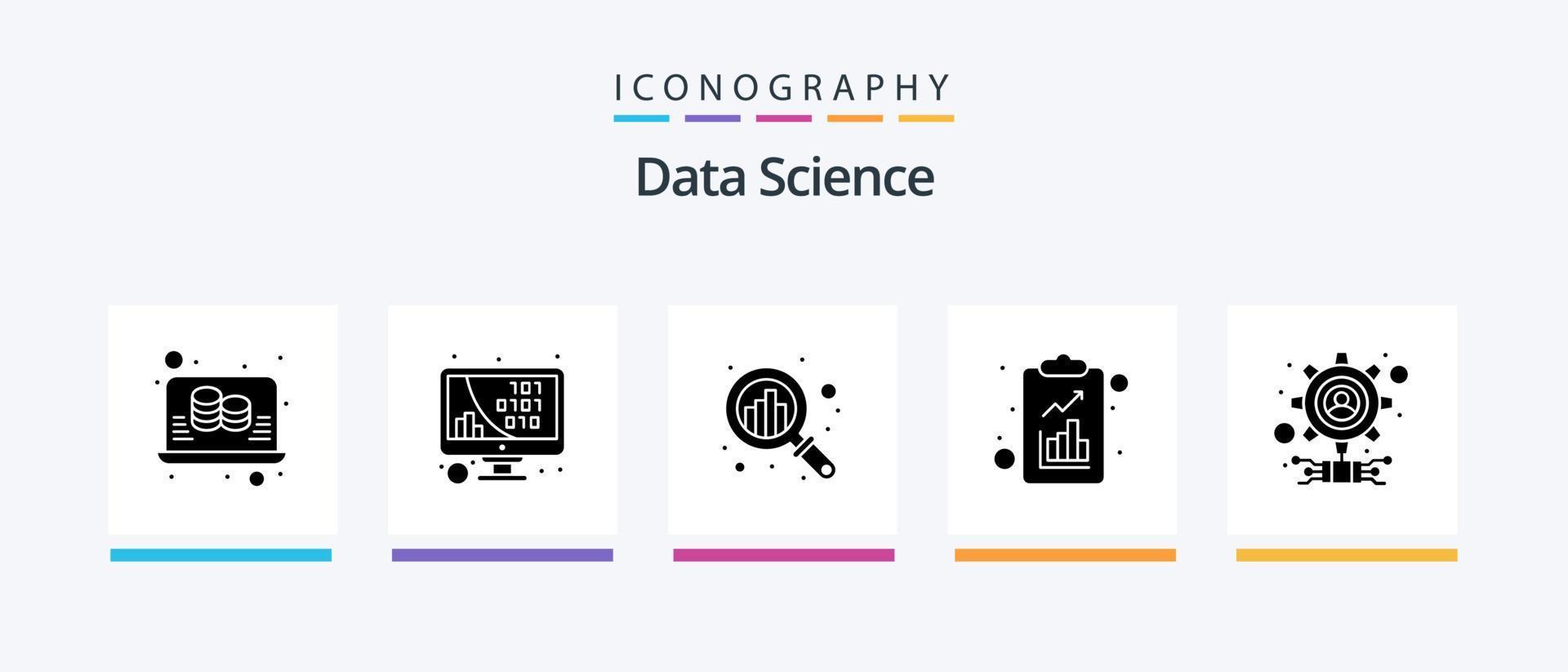 Data Science Glyph 5 Icon Pack Including science. check list. monitor. data. growth. Creative Icons Design vector