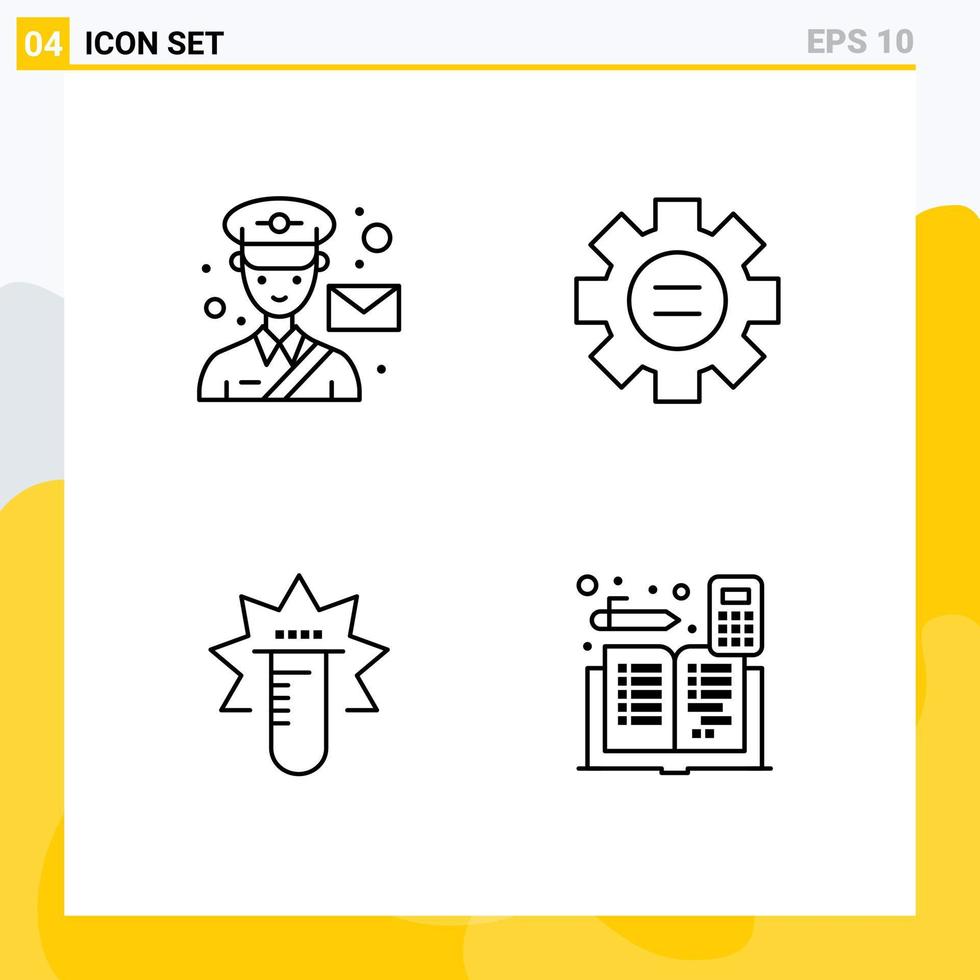 Set of 4 Modern UI Icons Symbols Signs for avatar tube post education medical Editable Vector Design Elements