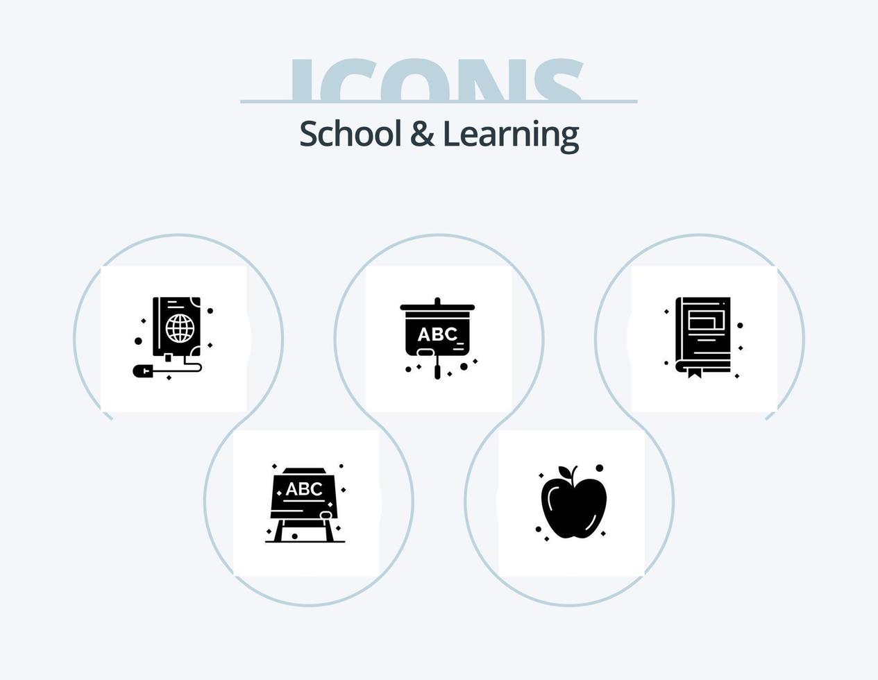 School And Learning Glyph Icon Pack 5 Icon Design. . notepad. web. notebook. education vector