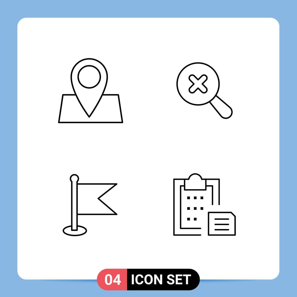 4 Thematic Vector Filledline Flat Colors and Editable Symbols of holiday map pad lock zoom clipboard Editable Vector Design Elements