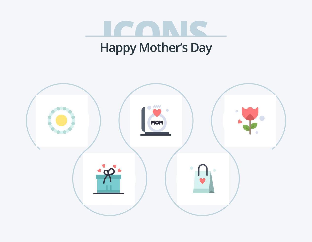 Happy Mothers Day Flat Icon Pack 5 Icon Design. . rose. mala. romance. mother vector