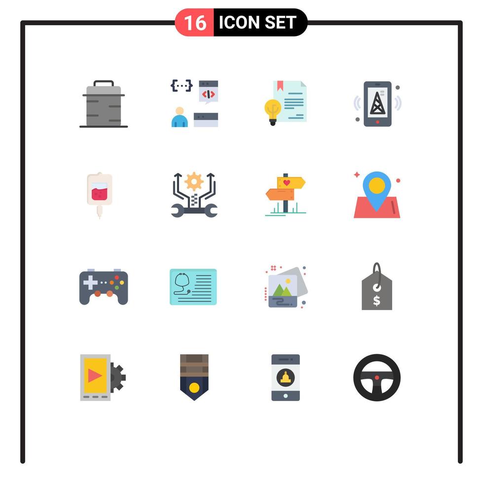 Pack of 16 creative Flat Colors of mobile iot programmer internet invention Editable Pack of Creative Vector Design Elements