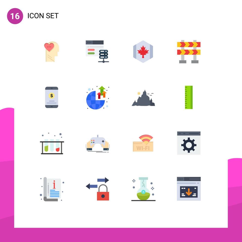16 Creative Icons Modern Signs and Symbols of mobile money construction flag barrier maple Editable Pack of Creative Vector Design Elements