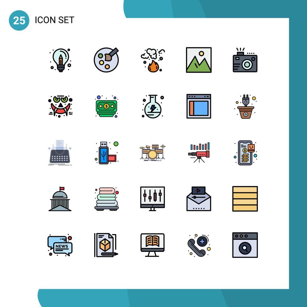 paquete de iconos vectoriales de stock de 25 signos y símbolos de línea para muebles fotográficos quemar marco humo elementos de diseño vectorial editables vector