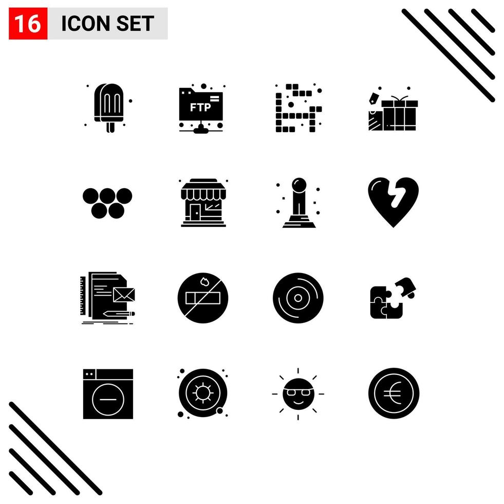 Group of 16 Modern Solid Glyphs Set for olympic games greece game ancient love Editable Vector Design Elements