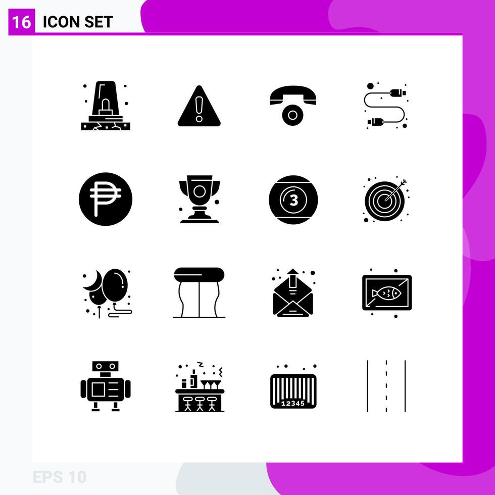 Stock Vector Icon Pack of 16 Line Signs and Symbols for forex philippine telephone usb computer Editable Vector Design Elements