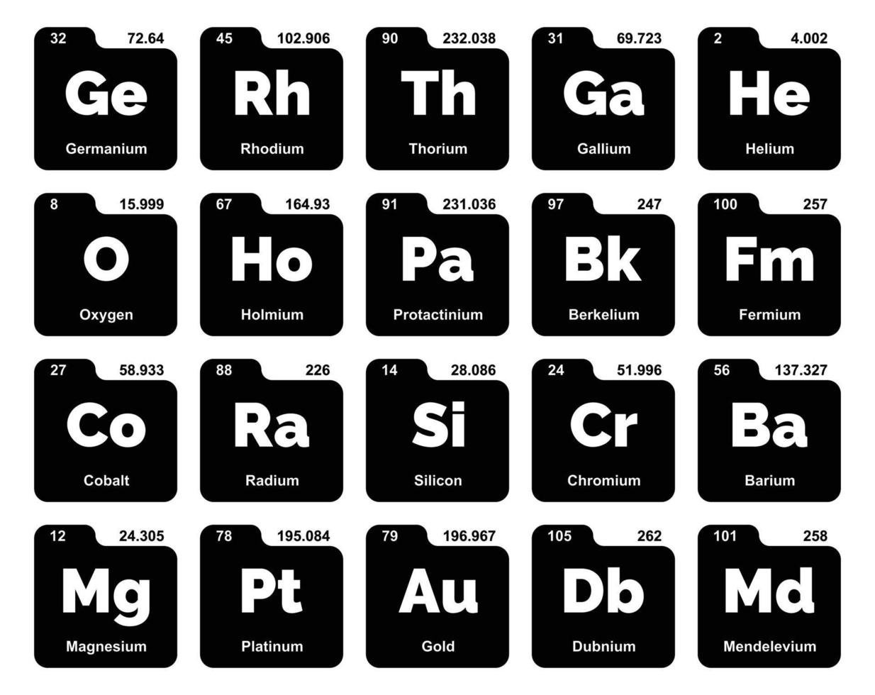 20 Preiodic table of the elements Icon Pack Design vector