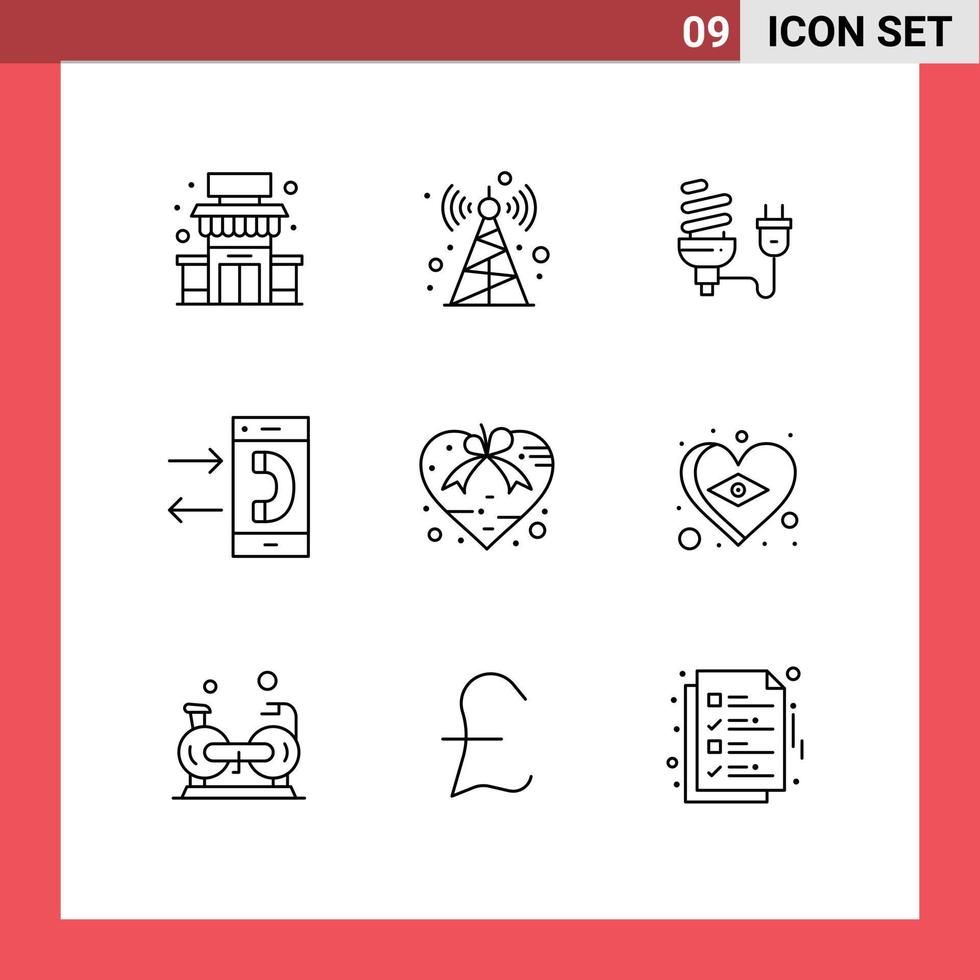 Outline Pack of 9 Universal Symbols of outgoing contact economic communication plug Editable Vector Design Elements