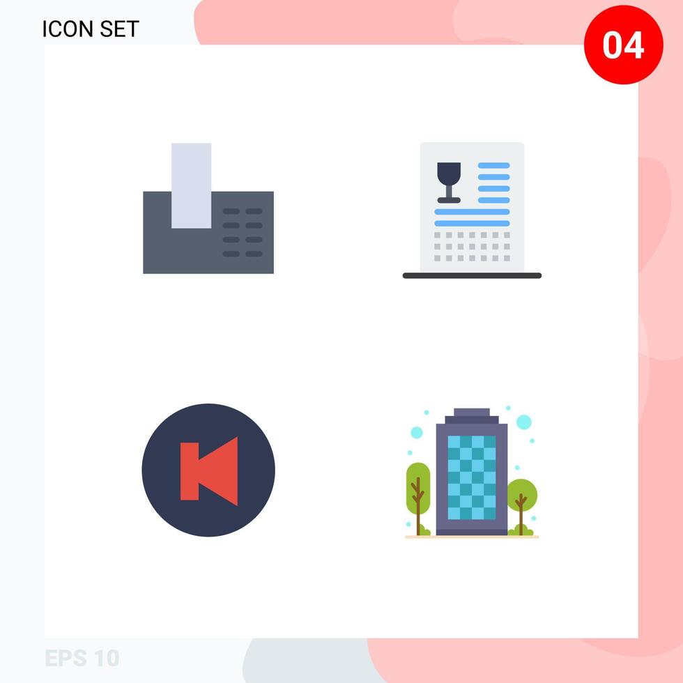 4 Universal Flat Icons Set for Web and Mobile Applications appliances arrow phone drinks previous Editable Vector Design Elements