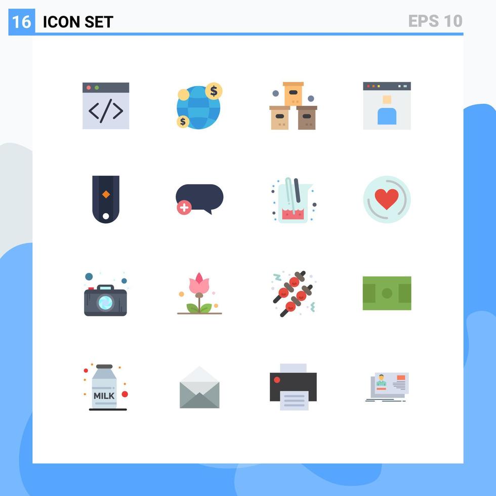 Set of 16 Vector Flat Colors on Grid for insignia people pack page browser Editable Pack of Creative Vector Design Elements