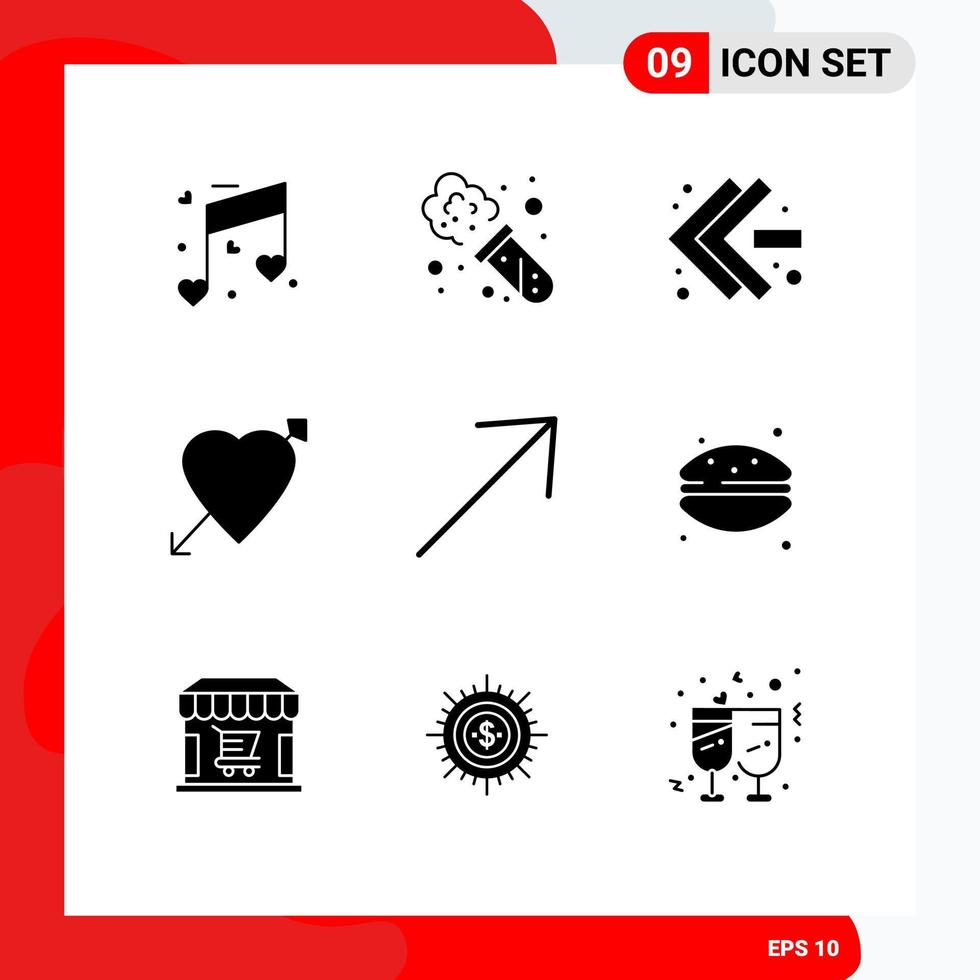 9 Universal Solid Glyphs Set for Web and Mobile Applications cake right fast forward arrow love Editable Vector Design Elements