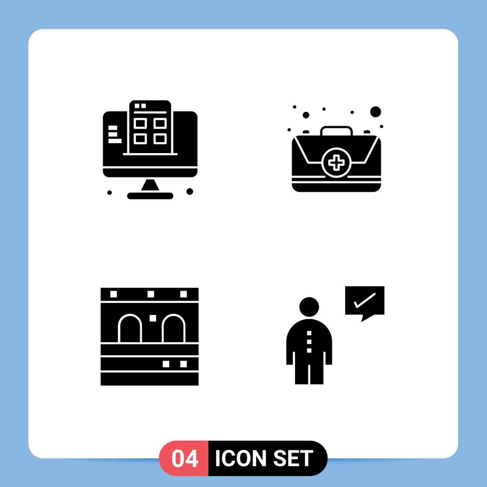 Set of 4 Modern UI Icons Symbols Signs for development garage app first business Editable Vector Design Elements