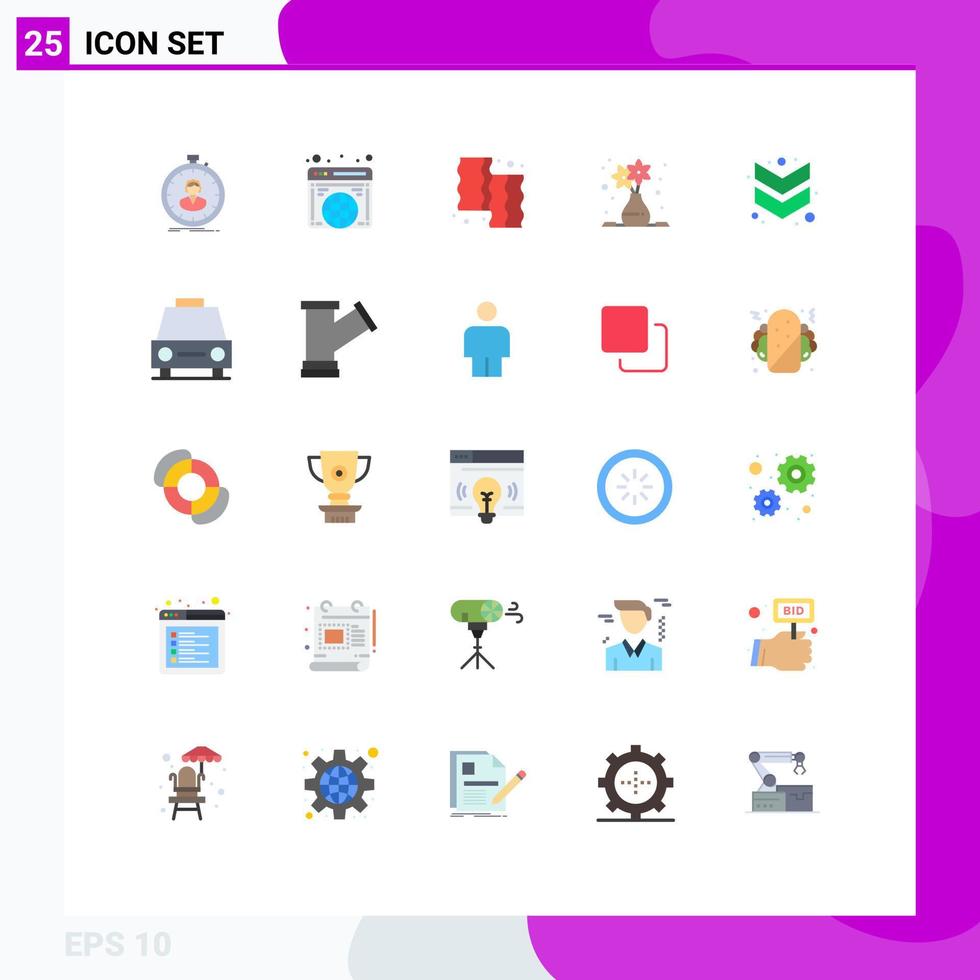 Pictogram Set of 25 Simple Flat Colors of greek art website flower pot farm Editable Vector Design Elements