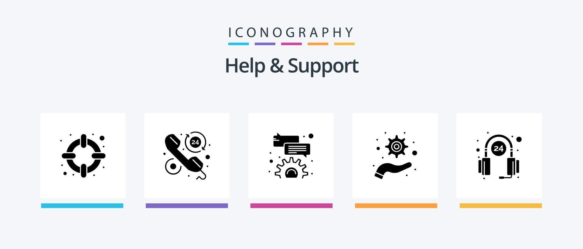 Help And Support Glyph 5 Icon Pack Including service. help. bubble. customer. optimization. Creative Icons Design vector