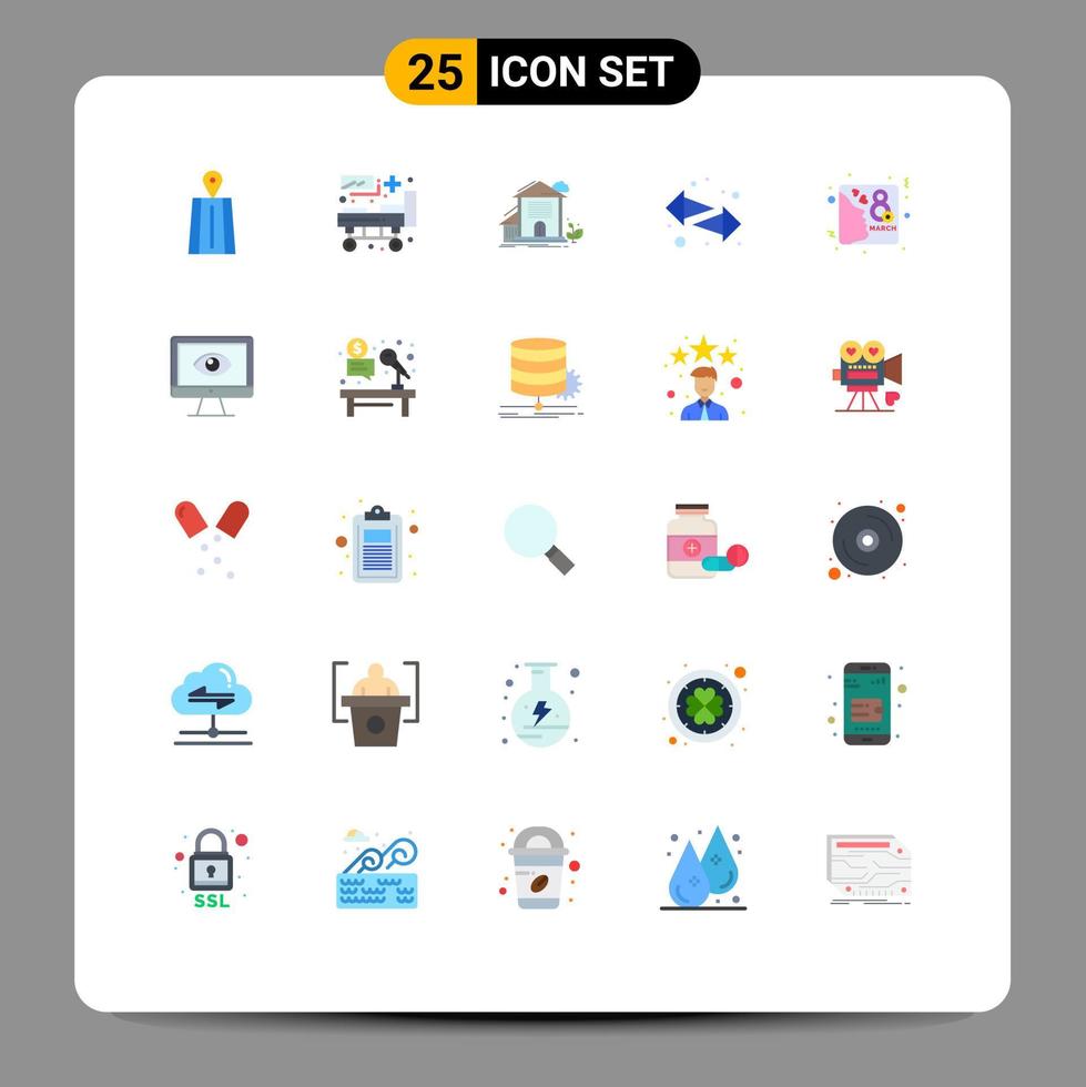 25 Universal Flat Colors Set for Web and Mobile Applications day right house left arrows Editable Vector Design Elements