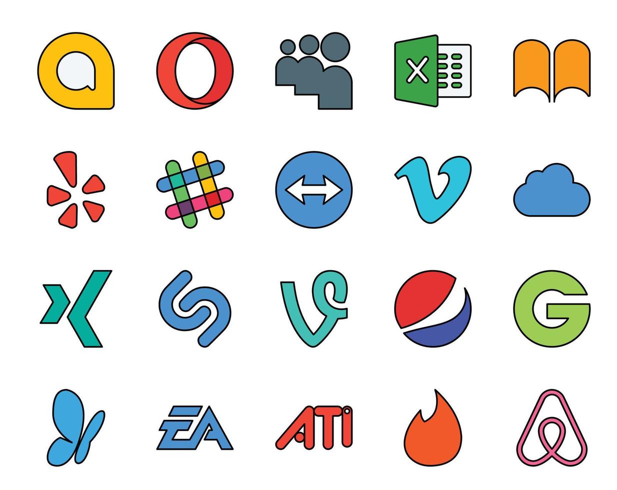 20 Social Media Icon Pack Including msn pepsi teamviewer vine xing vector