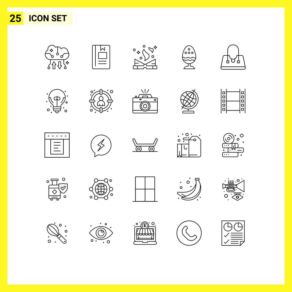Editable Vector Line Pack of 25 Simple Lines of egg boiled egg learning boiled magic Editable Vector Design Elements