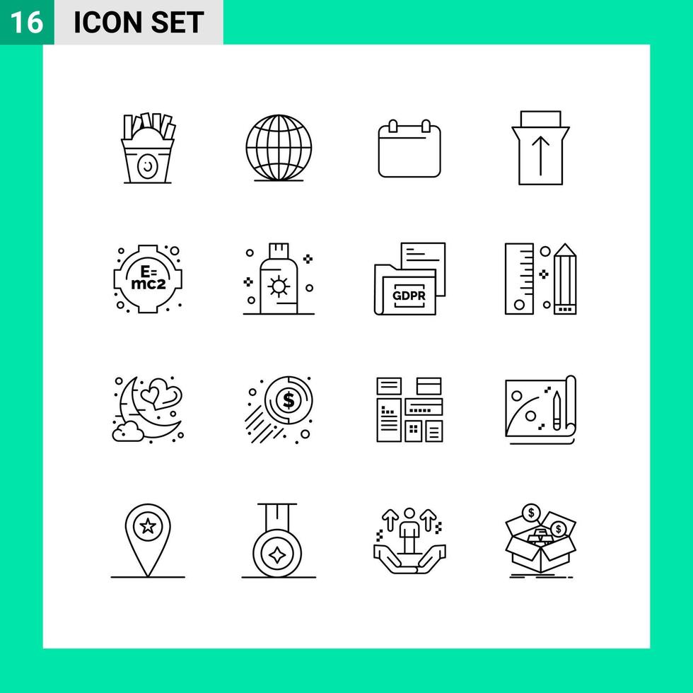Set of 16 Vector Outlines on Grid for lotion learning day formula slide Editable Vector Design Elements