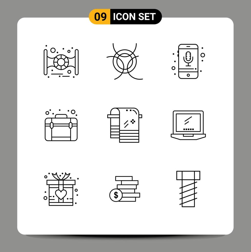 Modern Set of 9 Outlines Pictograph of towel bath phone web design Editable Vector Design Elements