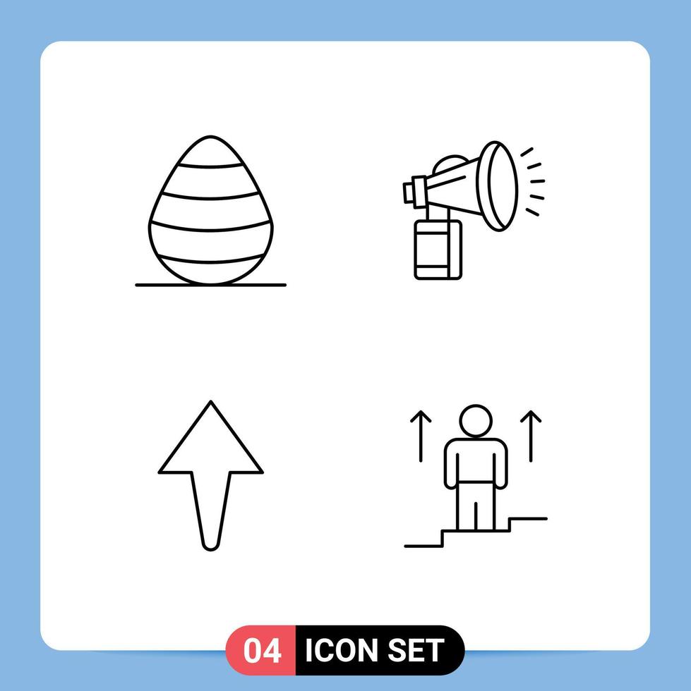 Modern Set of 4 Filledline Flat Colors and symbols such as easter arrow spring can user Editable Vector Design Elements