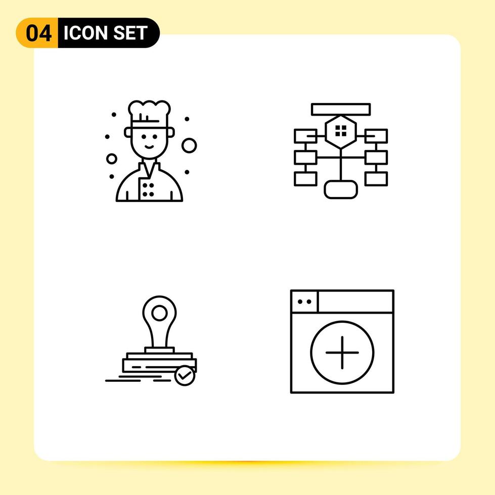 Group of 4 Modern Filledline Flat Colors Set for avatar clone flowchart data logo Editable Vector Design Elements