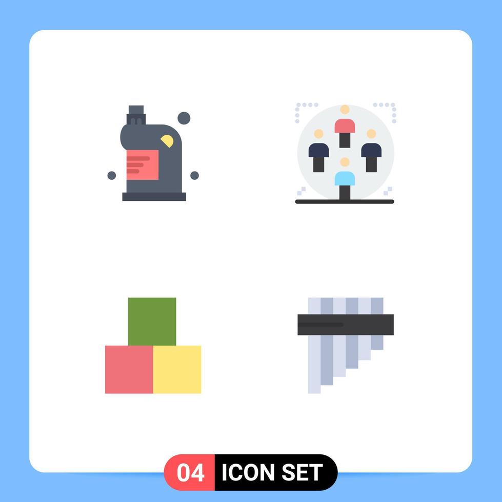 4 Universal Flat Icons Set for Web and Mobile Applications clean family fluid team bricks Editable Vector Design Elements