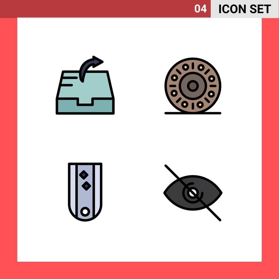 paquete de iconos de vector de stock de 4 signos y símbolos de línea para elementos de diseño de vector editables de ojo de diamantes de donut de rango de correo