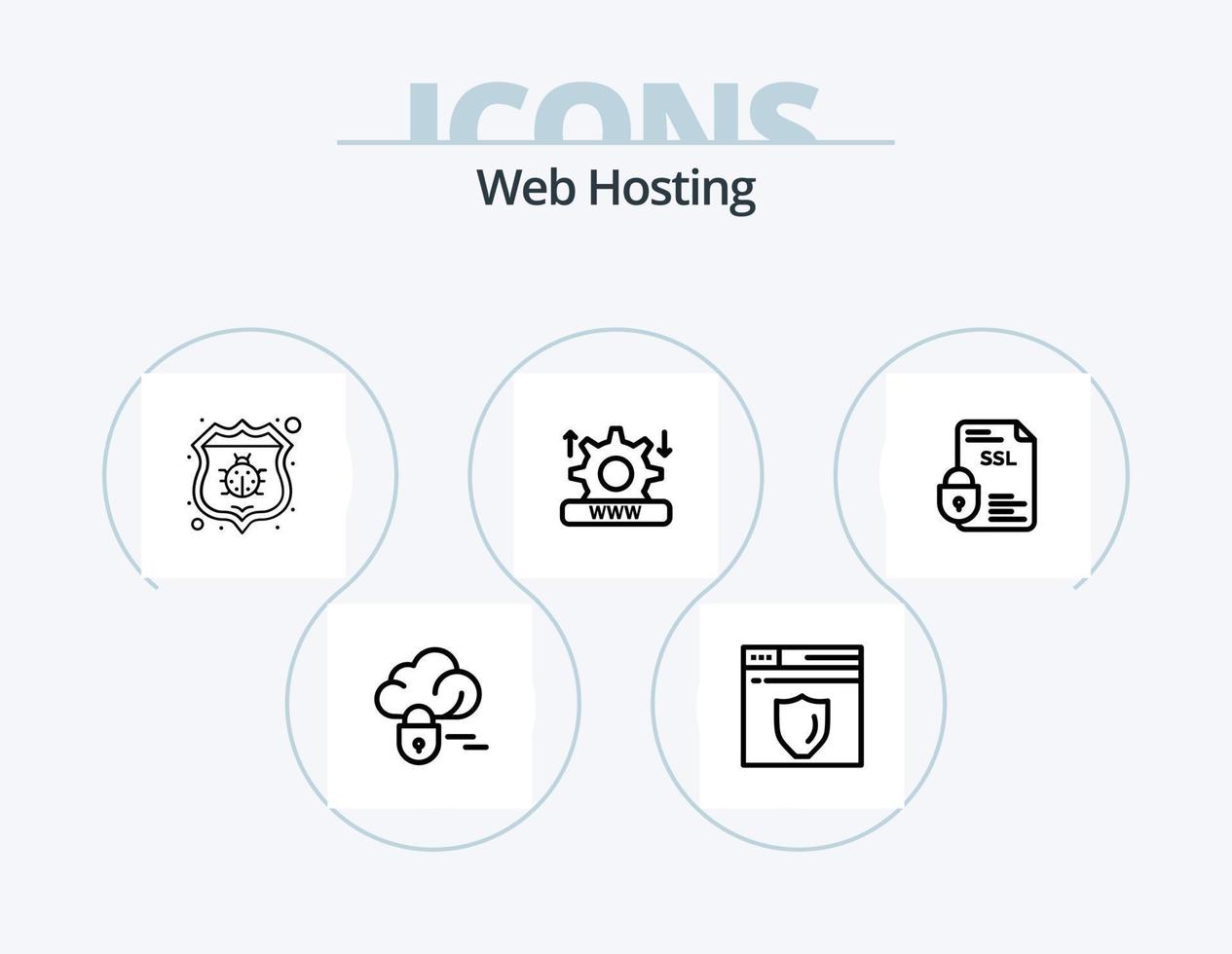 Web Hosting Line Icon Pack 5 Icon Design. rood. server. protection. web. wrench vector