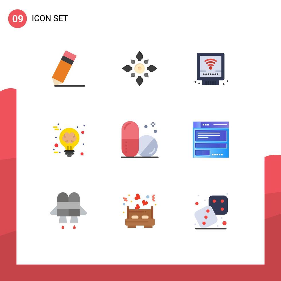 9 Universal Flat Color Signs Symbols of brain storming creative hindu brain plumber Editable Vector Design Elements