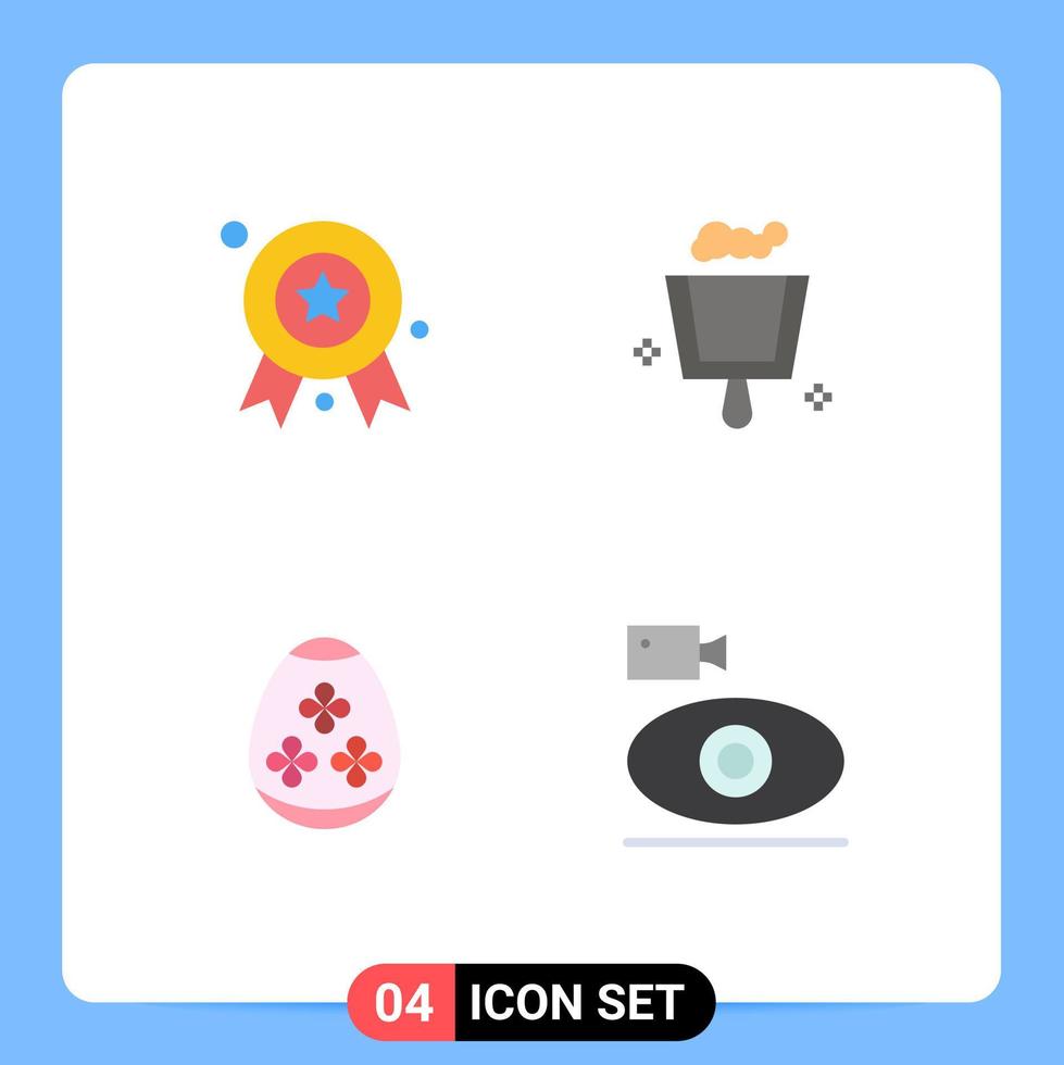 Pack of 4 creative Flat Icons of award holiday badge sweep cam Editable Vector Design Elements