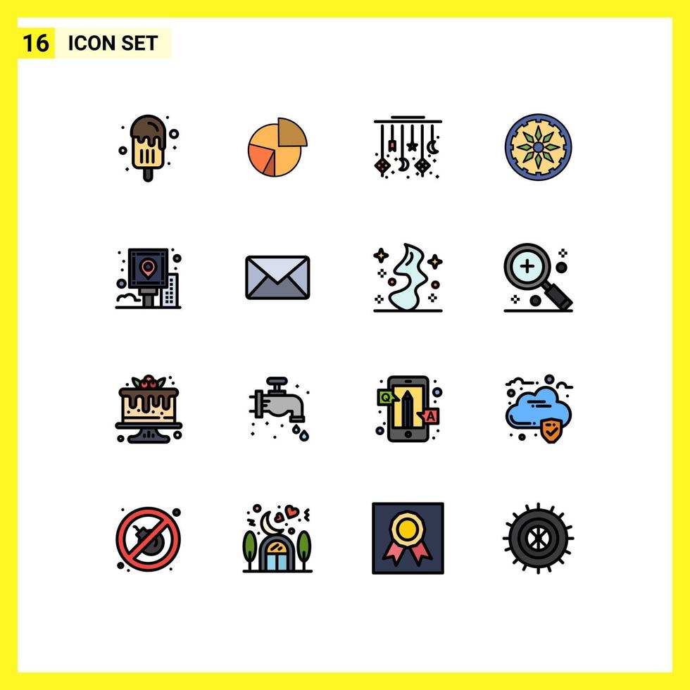 16 Creative Icons Modern Signs and Symbols of country decoration graph cresent moon Editable Creative Vector Design Elements