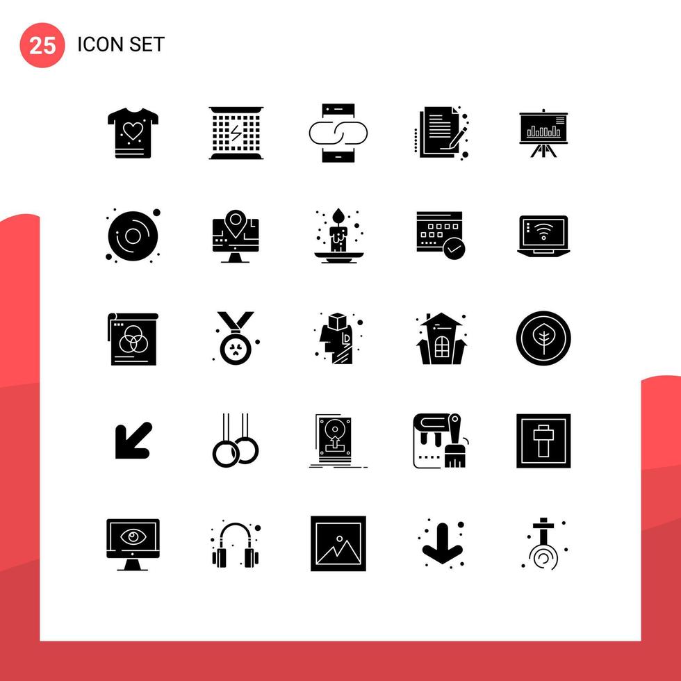 Stock Vector Icon Pack of 25 Line Signs and Symbols for presentation sign contact paper mobile Editable Vector Design Elements