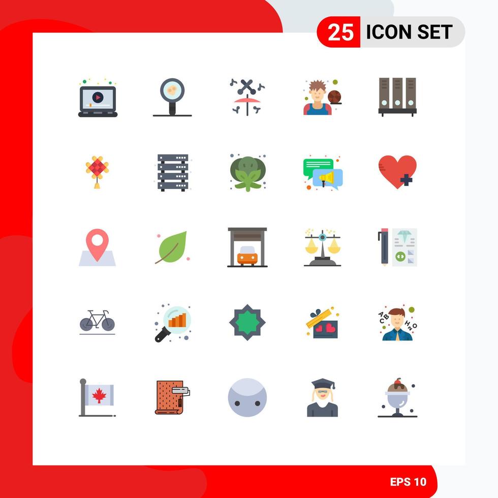 25 User Interface Flat Color Pack of modern Signs and Symbols of archive man microbiology basketball athlete Editable Vector Design Elements