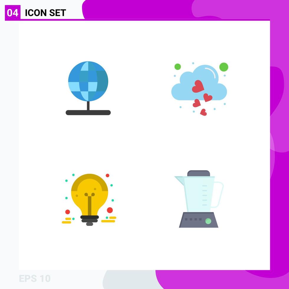 4 Universal Flat Icon Signs Symbols of globe collect world love grand sale Editable Vector Design Elements