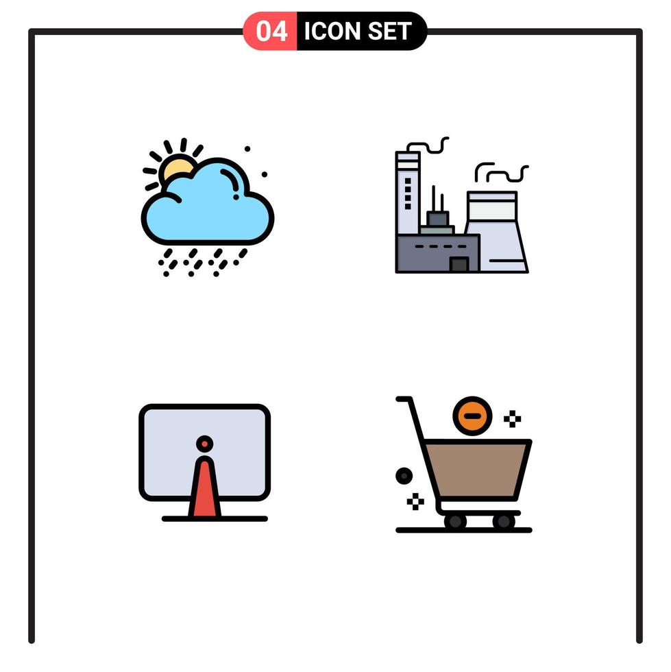 paquete de iconos vectoriales de stock de 4 signos y símbolos de línea para elementos de diseño vectorial editables del monitor de la industria de la construcción de escritorio en la nube vector