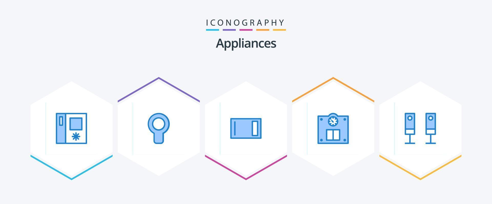 Appliances 25 Blue icon pack including electric. weight. appliances. scales. home ware vector