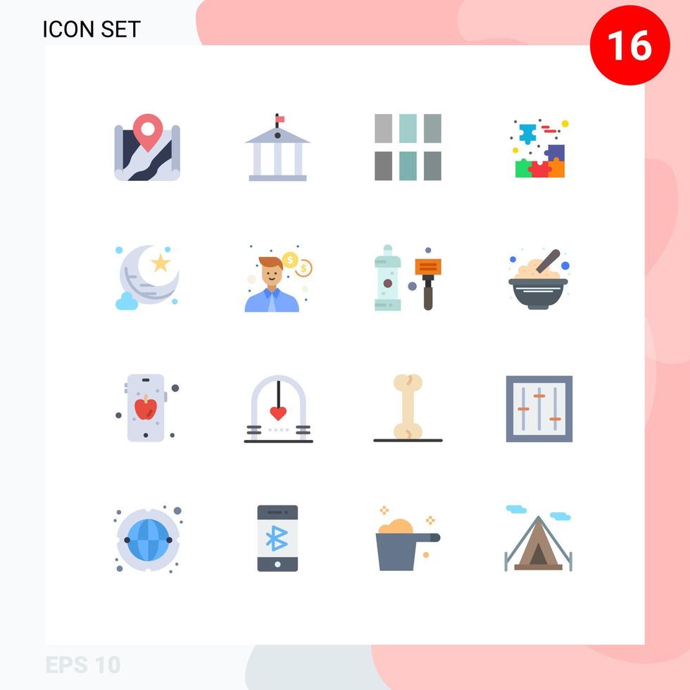 16 Universal Flat Colors Set for Web and Mobile Applications moon jigsaw puzzle editing customer box Editable Pack of Creative Vector Design Elements