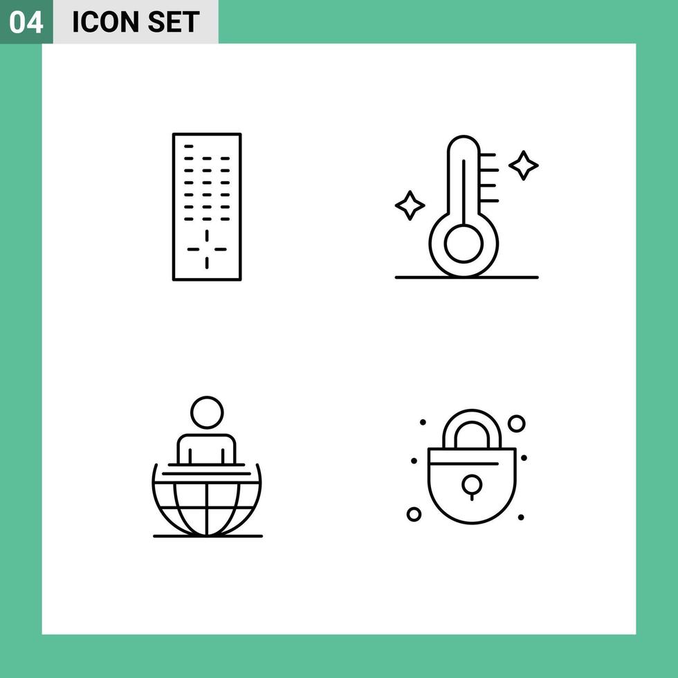 4 Thematic Vector Filledline Flat Colors and Editable Symbols of control international medical weather lock Editable Vector Design Elements
