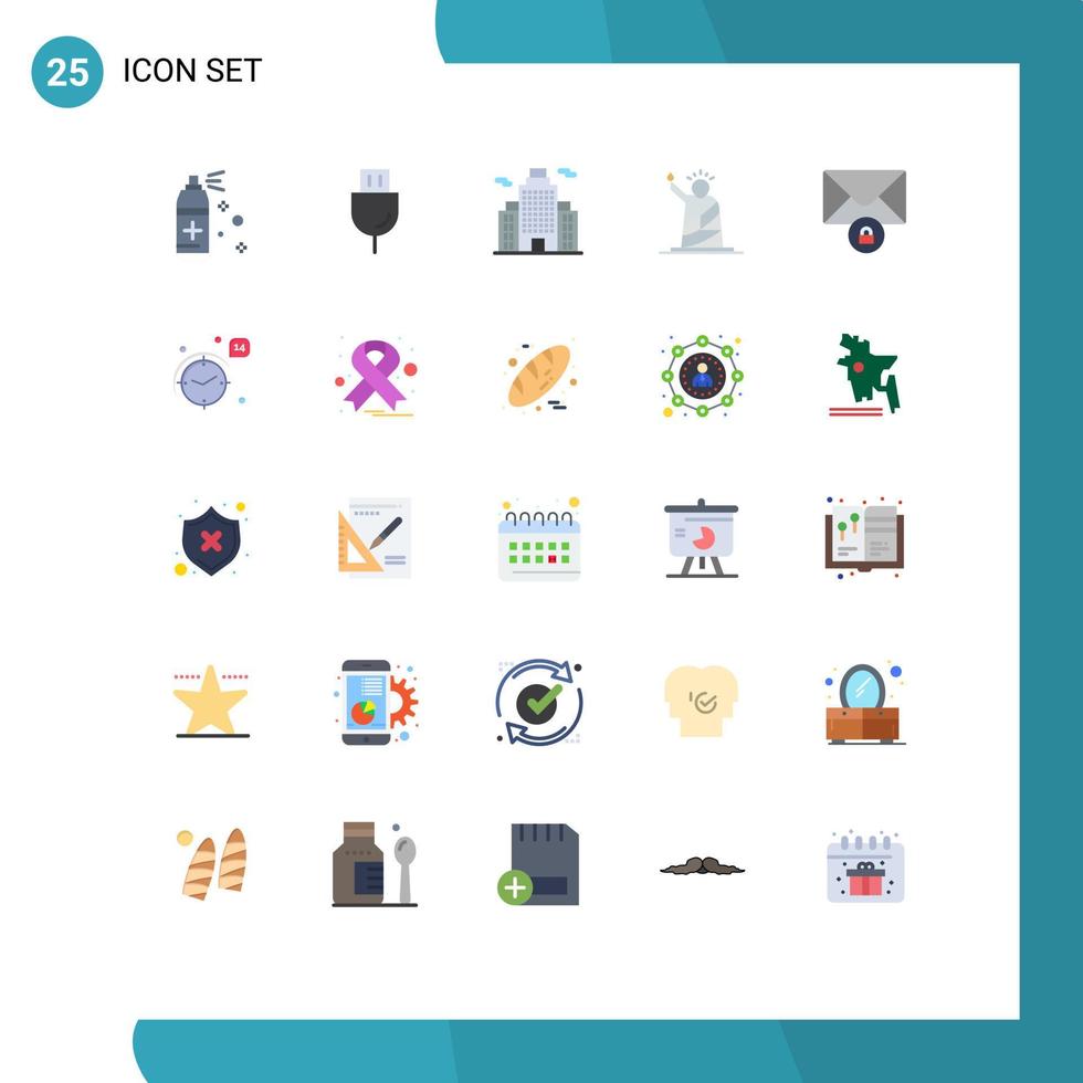 25 Creative Icons Modern Signs and Symbols of message usa building statue liberty Editable Vector Design Elements
