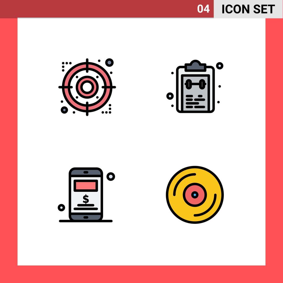 4 Creative Icons Modern Signs and Symbols of arrow mobile focus mark dollar Editable Vector Design Elements