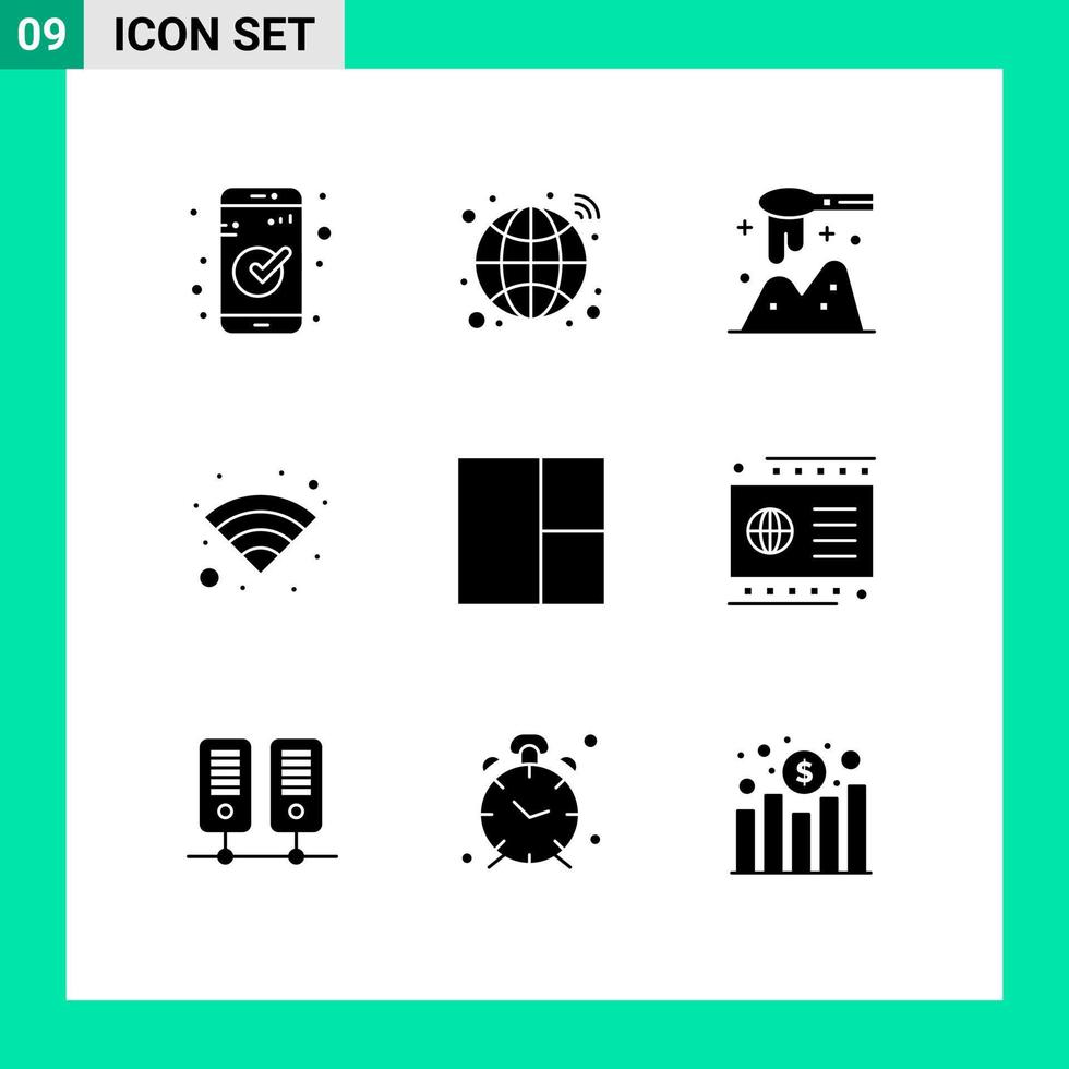 paquete de iconos de vector de stock de 9 signos y símbolos de línea para elementos de diseño de vector editables de tecnología inalámbrica de cucharón de rejilla de tarjeta