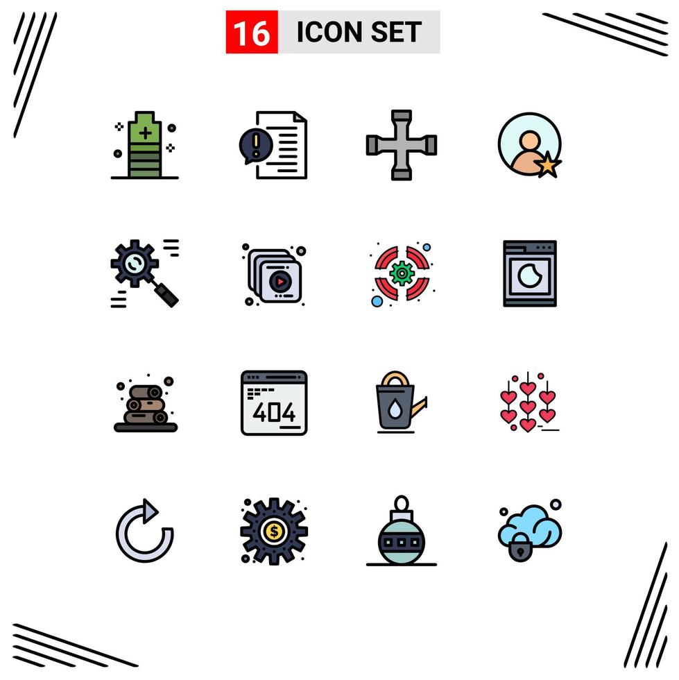 Pack of 16 creative Flat Color Filled Lines of business user faq rating garage Editable Creative Vector Design Elements