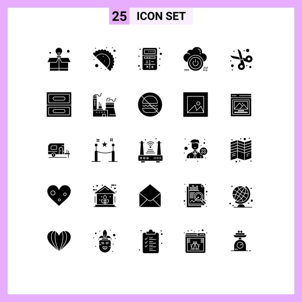 Set of 25 Modern UI Icons Symbols Signs for cut off apps cloud close Editable Vector Design Elements
