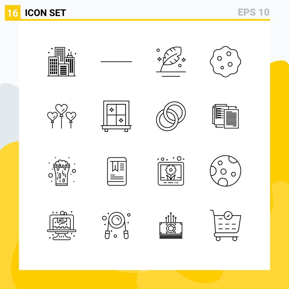 16 Outline concept for Websites Mobile and Apps interior balloon quill heart medicine Editable Vector Design Elements
