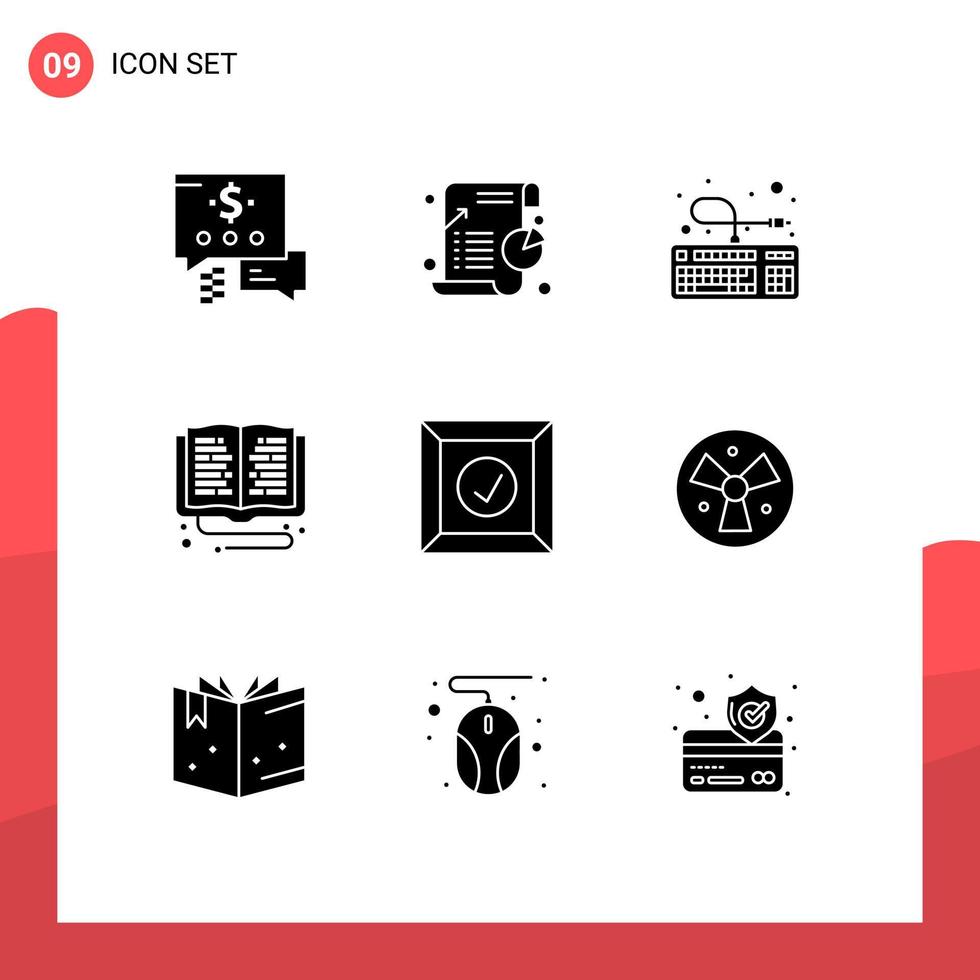 Pictogram Set of 9 Simple Solid Glyphs of box online learning computer online education Editable Vector Design Elements