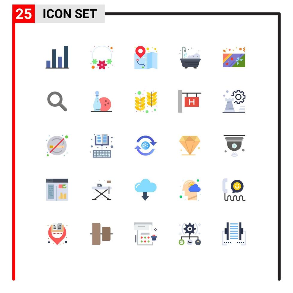 Universal Icon Symbols Group of 25 Modern Flat Colors of ui expanded map present box Editable Vector Design Elements