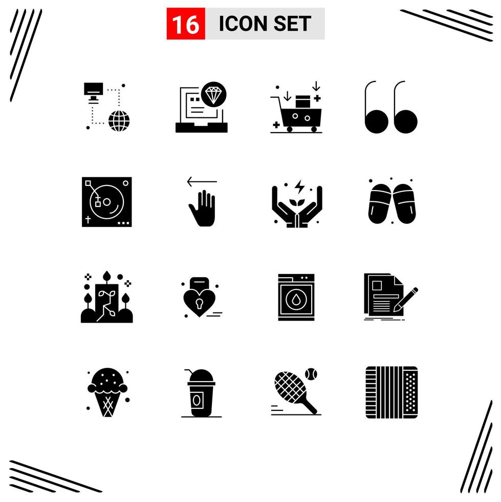 Pictogram Set of 16 Simple Solid Glyphs of music quotes develop open emailing Editable Vector Design Elements