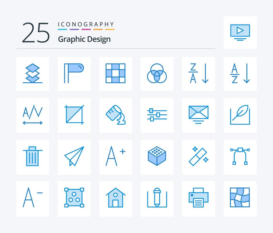 diseño 25 paquete de iconos de color azul que incluye herramienta. cultivo. color. seguimiento. clasificar vector