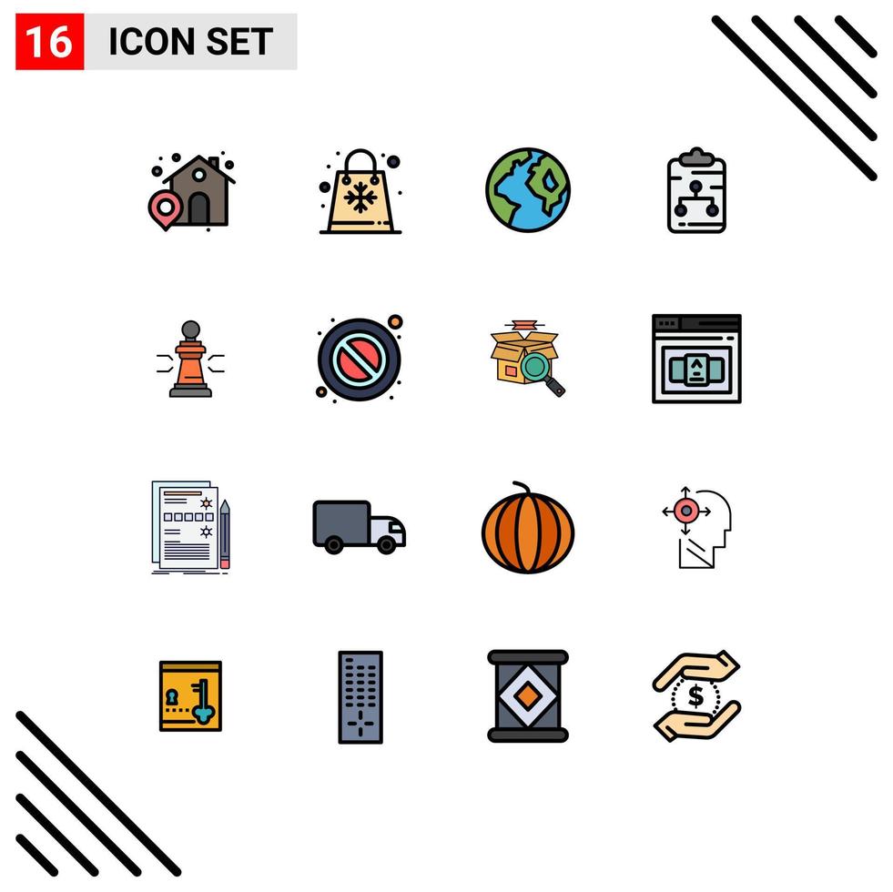 Set of 16 Modern UI Icons Symbols Signs for advantage paper earth document connect Editable Creative Vector Design Elements
